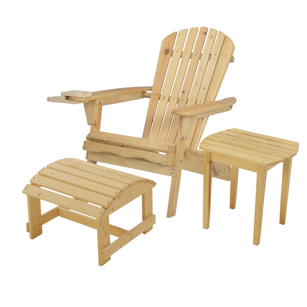 Foldable Adirondack Chair With Cup Holder Bristro Set With Ottoman. Picture 1
