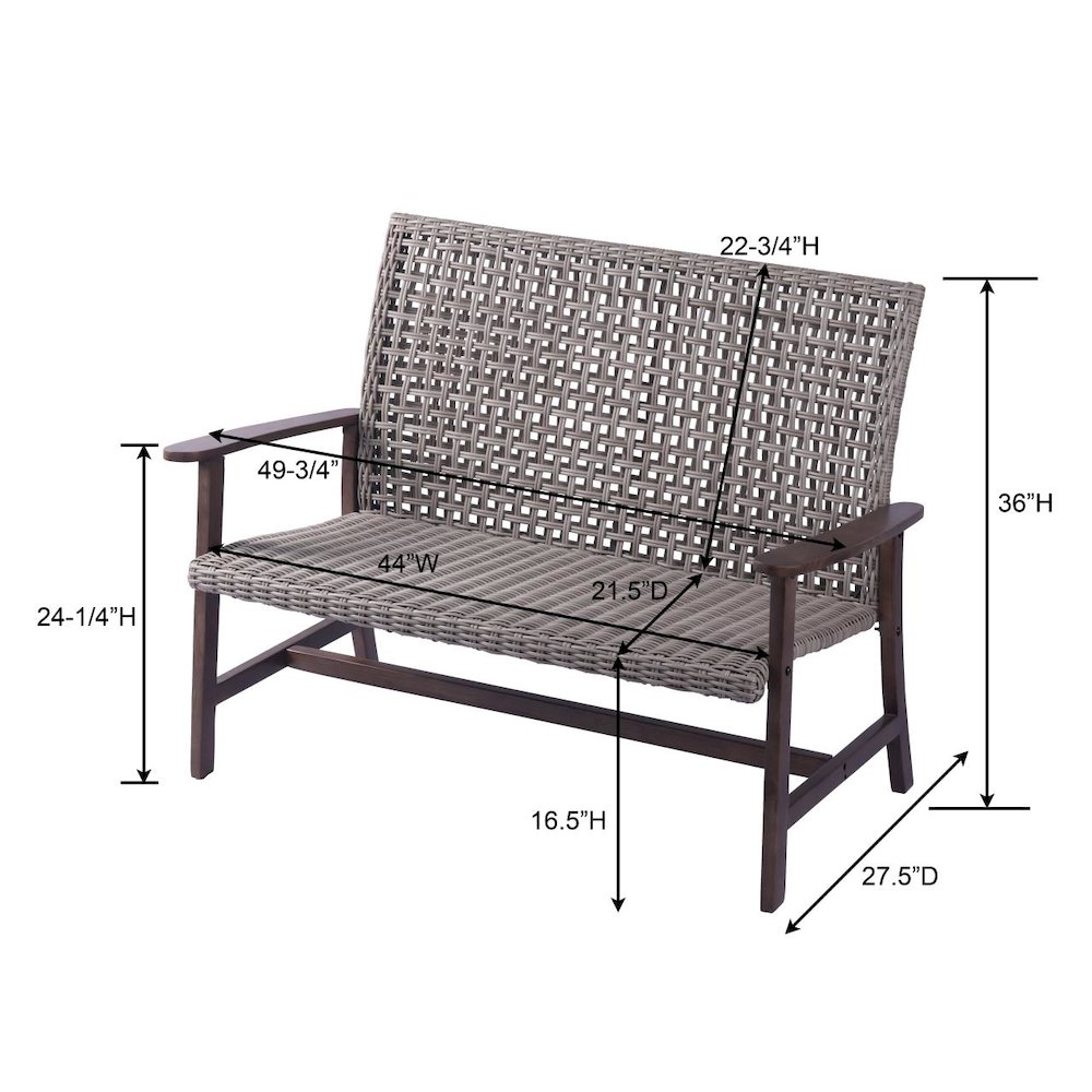Pine Wood And Wicker Rattan - Loveseat. Picture 2