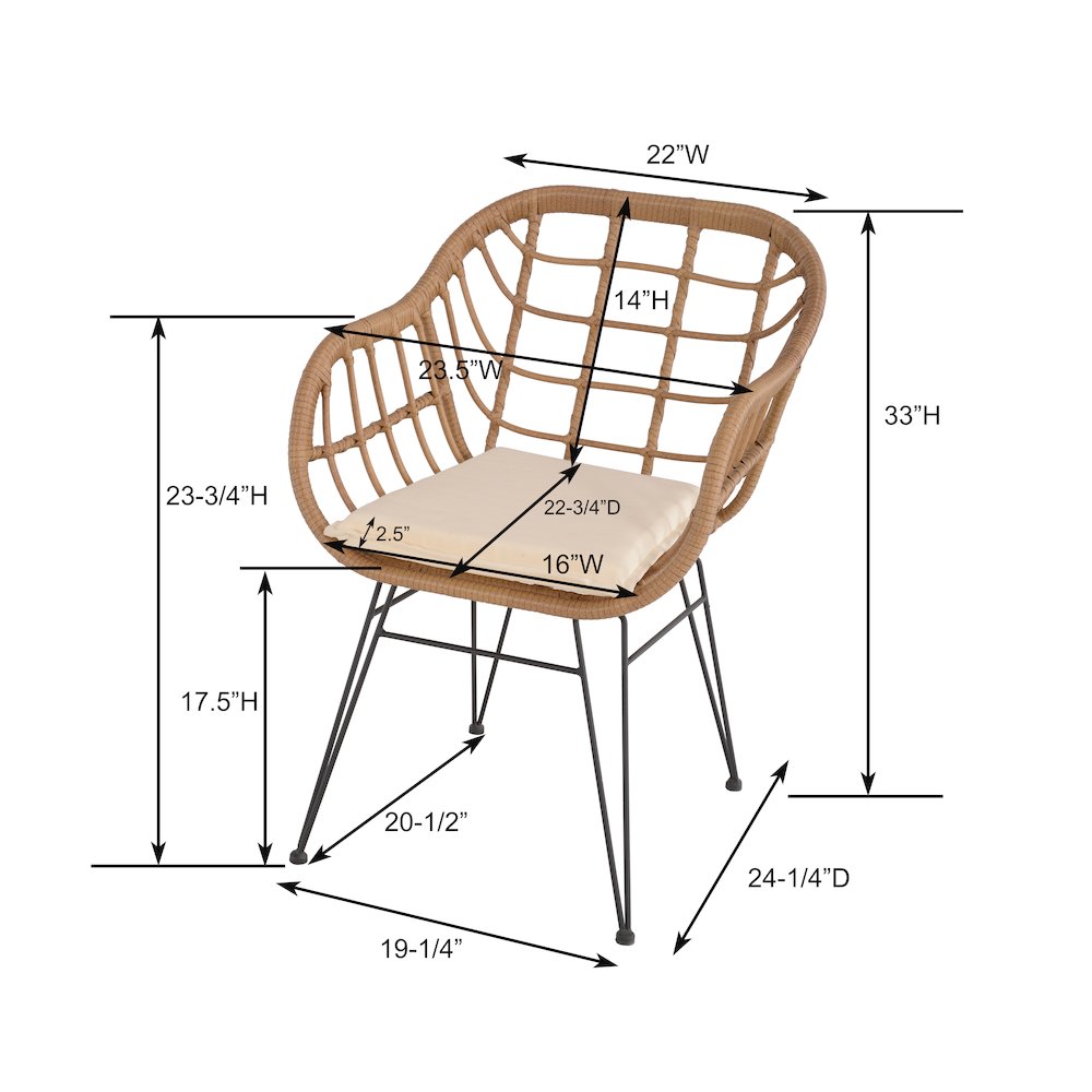 Faux Rattan Basket Chair Set With Mosiac Accent Table. Picture 3