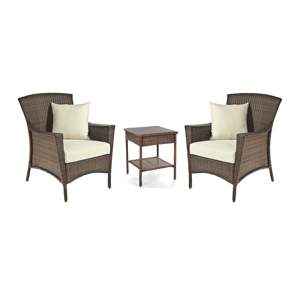 Outdoor Garden Patio Furniture 3Pc Set W/ Table. Picture 1