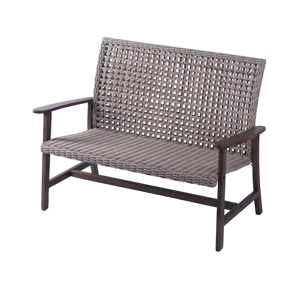 Pine Wood And Wicker Rattan - Loveseat. Picture 1