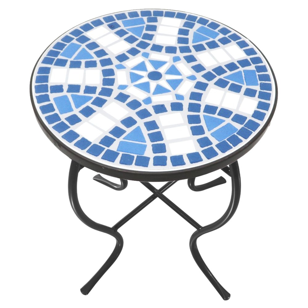 Mosaic Blue Daisy Accent Table. Picture 1