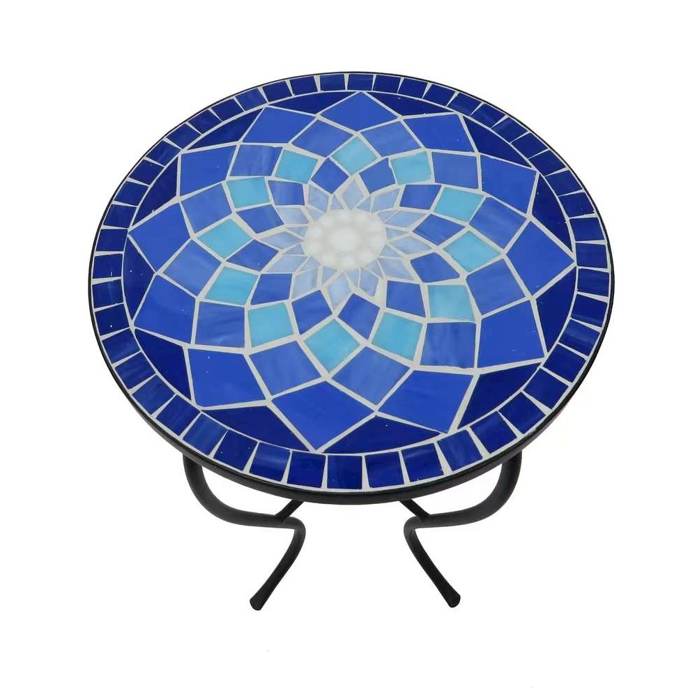 Mosaic Blue Rose Accent Table. Picture 2