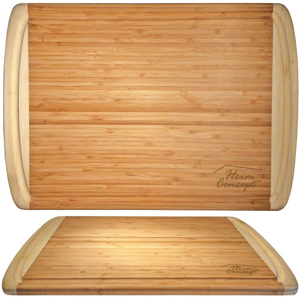 Organic Bamboo Large Cutting Board With End Groove. Picture 3