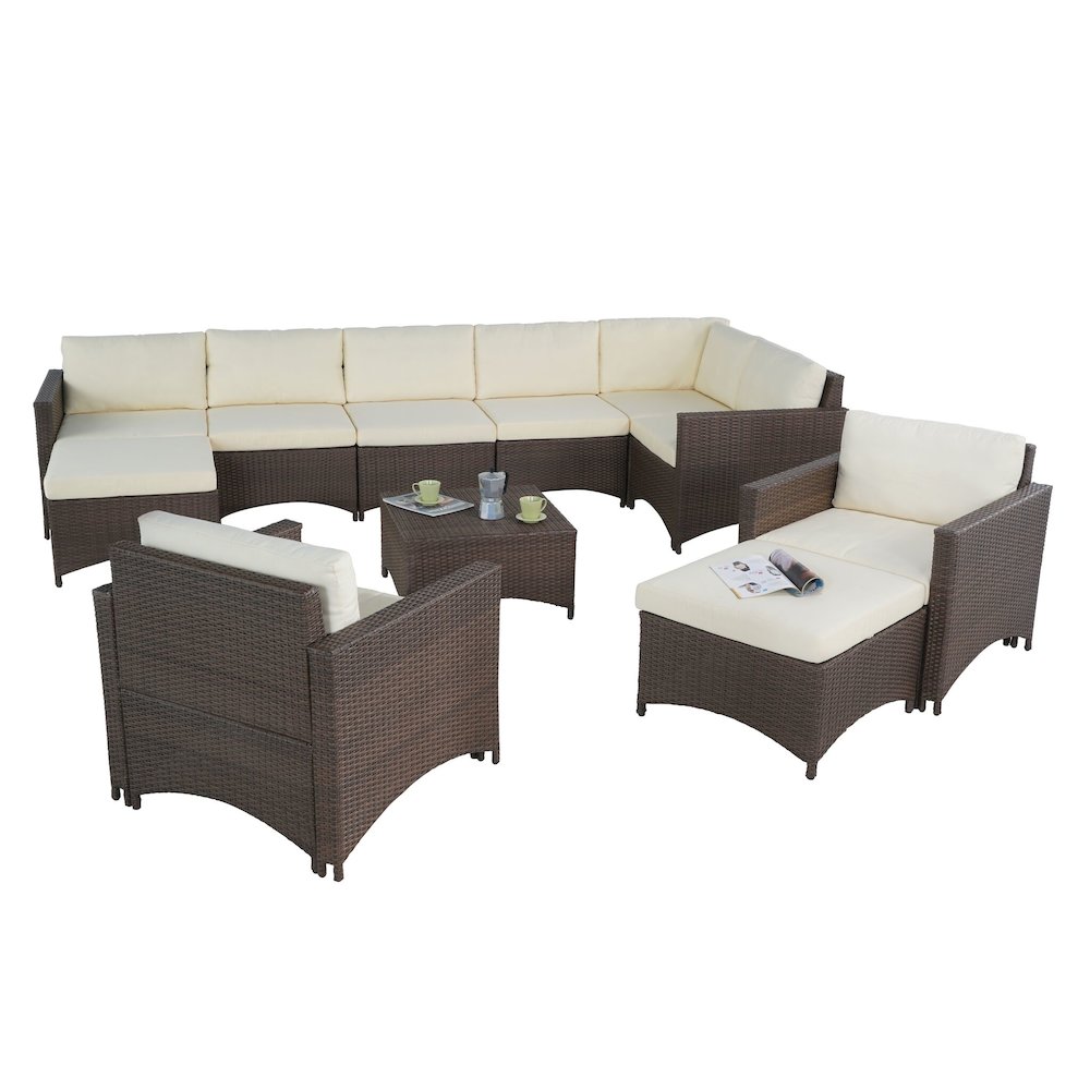 Modular Sectional Sofa, 2 Armchairs. 2 Ottoman And Coffee Table Set. Picture 1