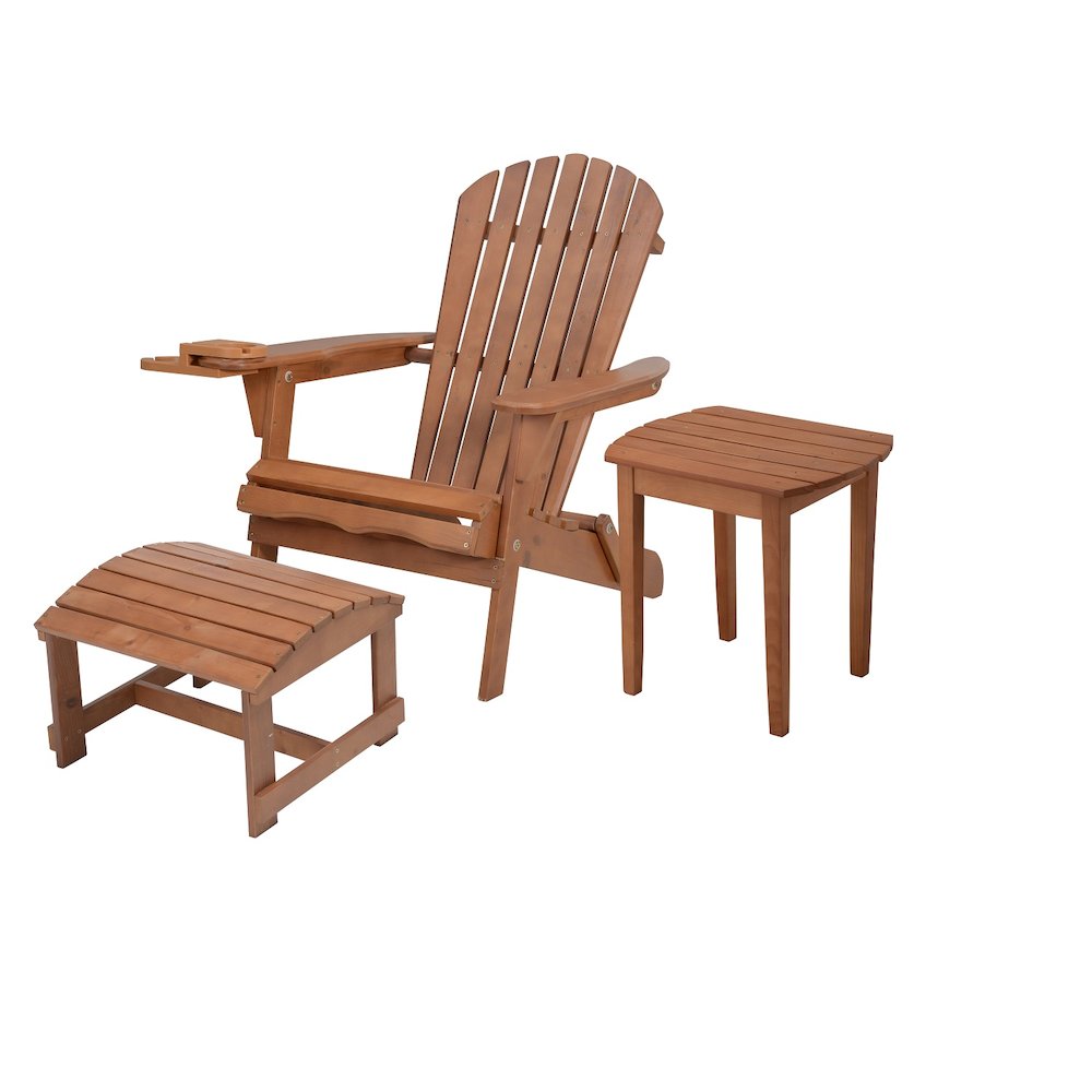 Foldable Adirondack Chair With Cup Holder Bristro Set With Ottoman. Picture 1
