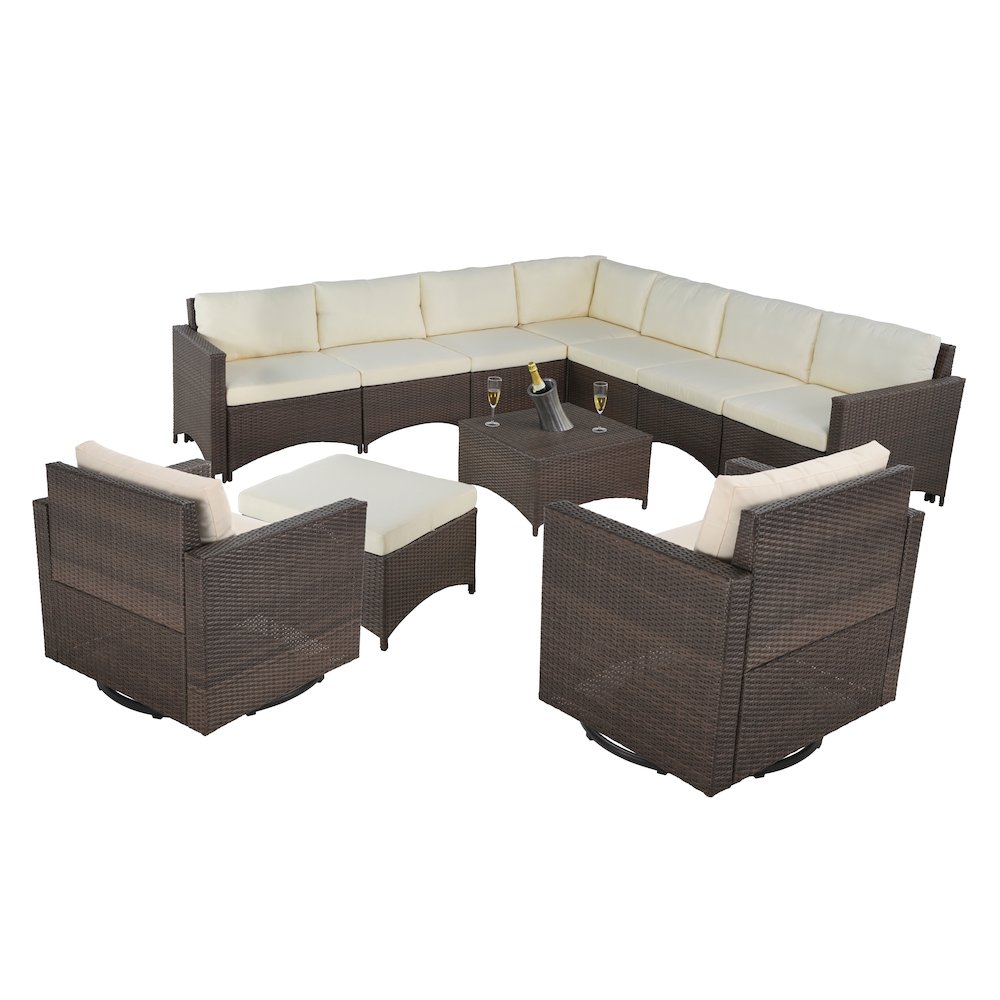 Modular Sectional Sofa, 1 Ottoman, 2 Swivel Armchairs And 1 Coffee Table. Picture 1