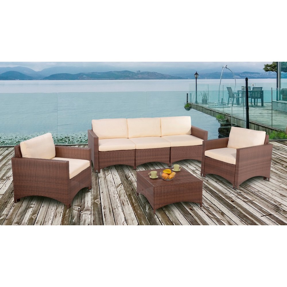 Modular 3-Seater Sofa, 2 Armchairs And Coffee Table Conversation Set. Picture 2