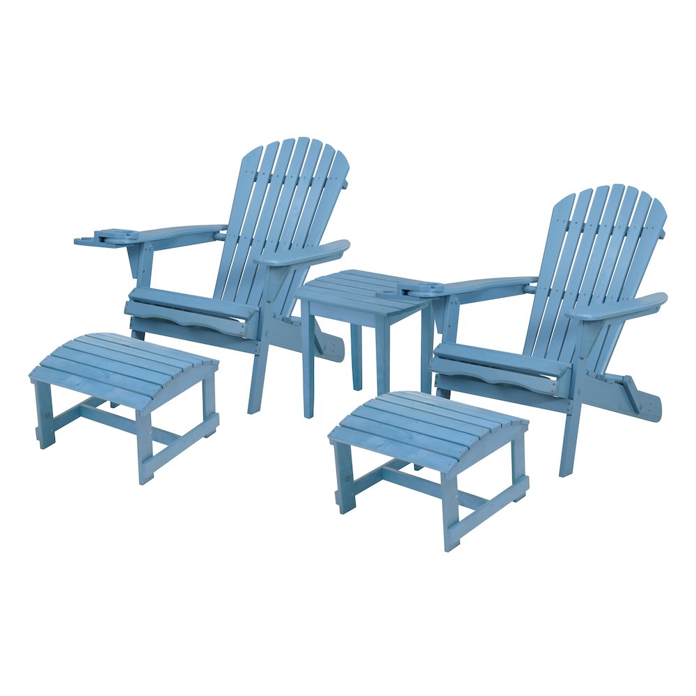 Foldable Adirondack Chair With Cup Holder Conversation Set. Picture 1