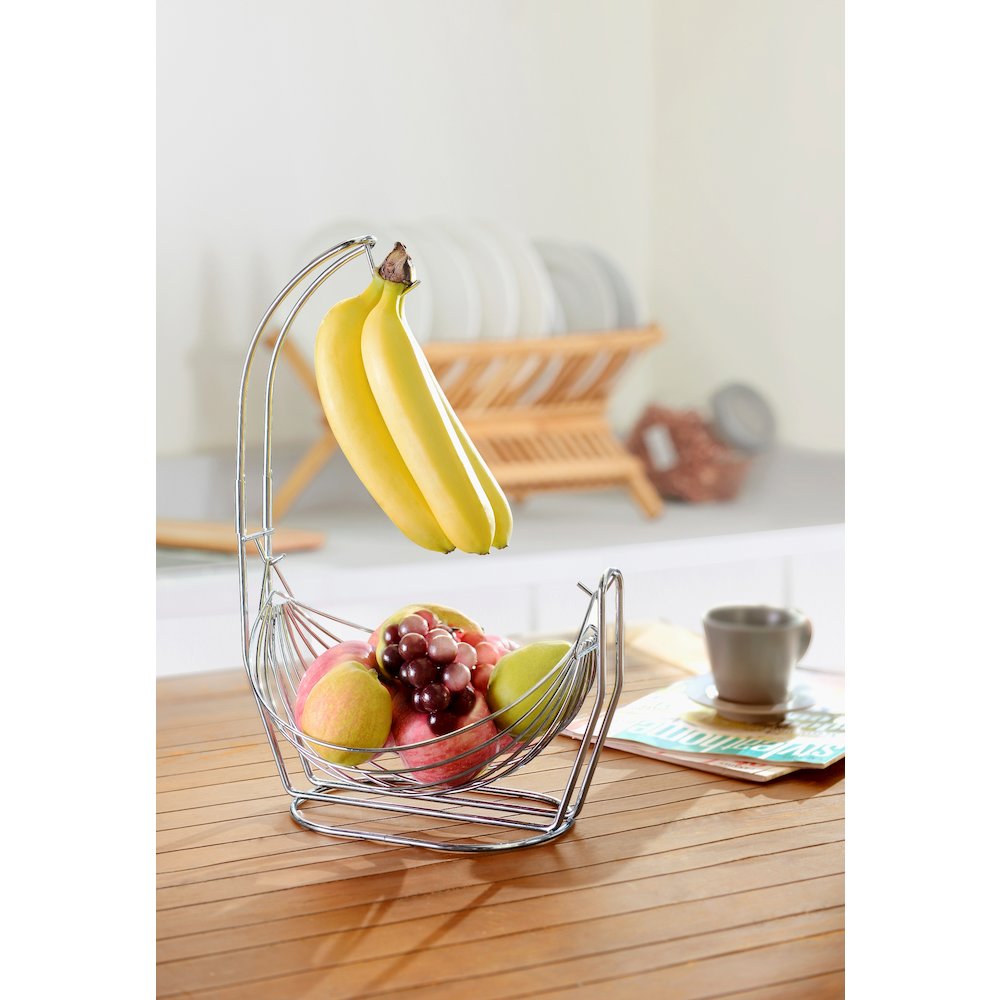 Silver Fruit Basket With Banana Hanger. Picture 2