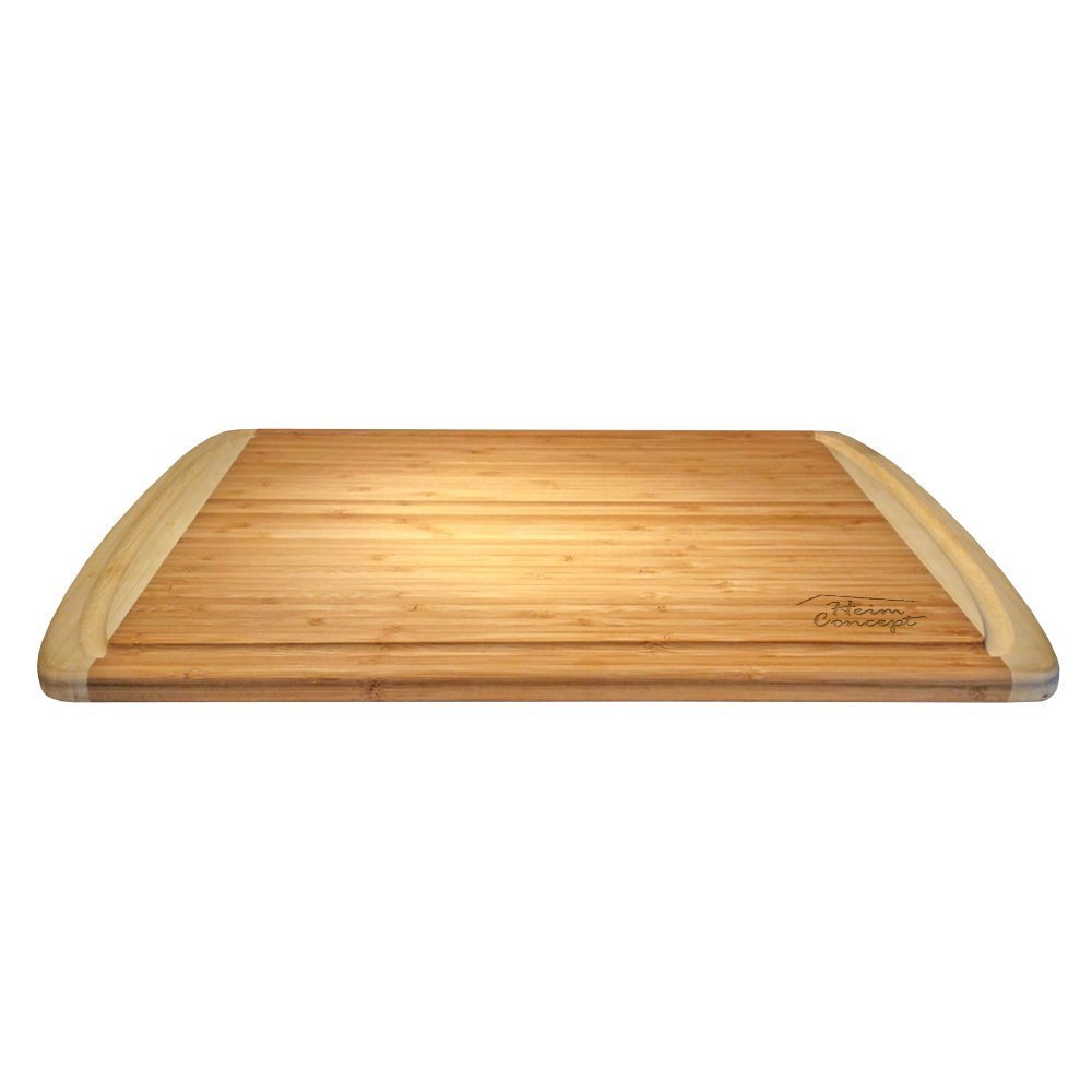 Organic Bamboo Large Cutting Board With End Groove. Picture 2