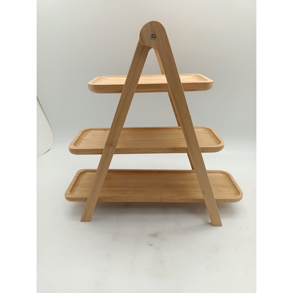 3-Tiers Bamboo Ladder Serving Trays And Stand. Picture 3