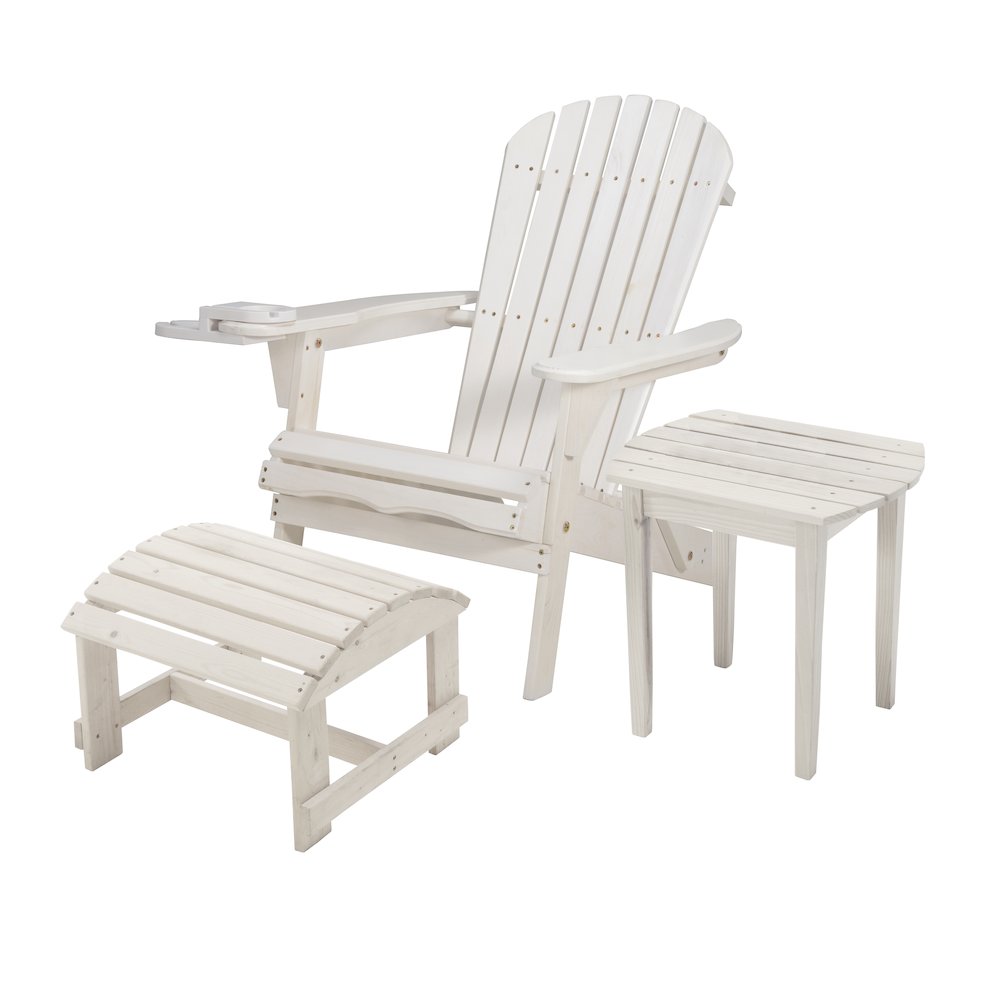 Foldable Adirondack Chair With Cup Holder Bristro Set With Ottoman. Picture 1