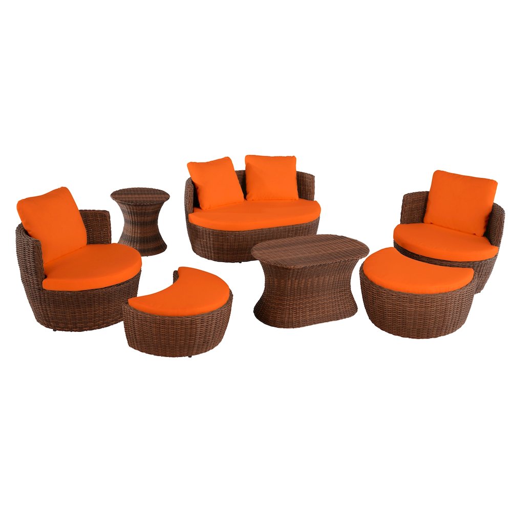 Outdoor 7-Piece Ottoman Set. Picture 1