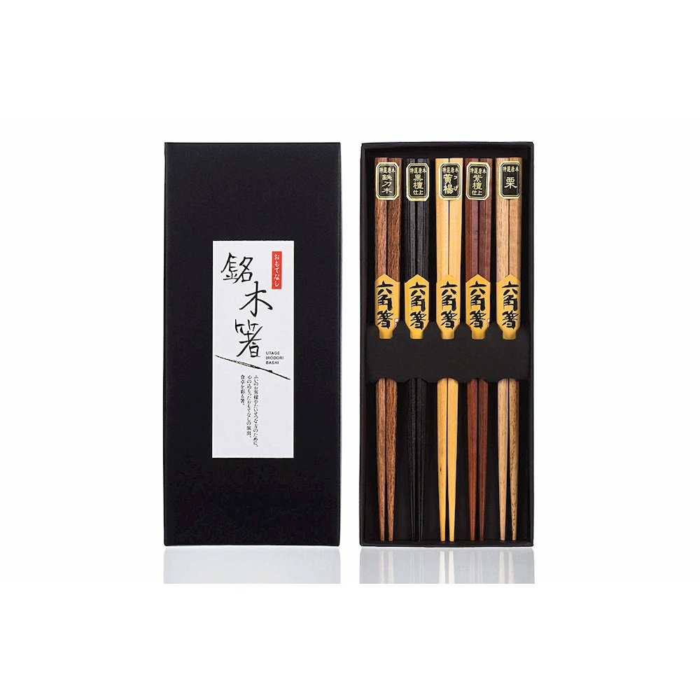5 Pair Organic Standard Hardwood Japanese Reusable Wood Chopsticks. Picture 1