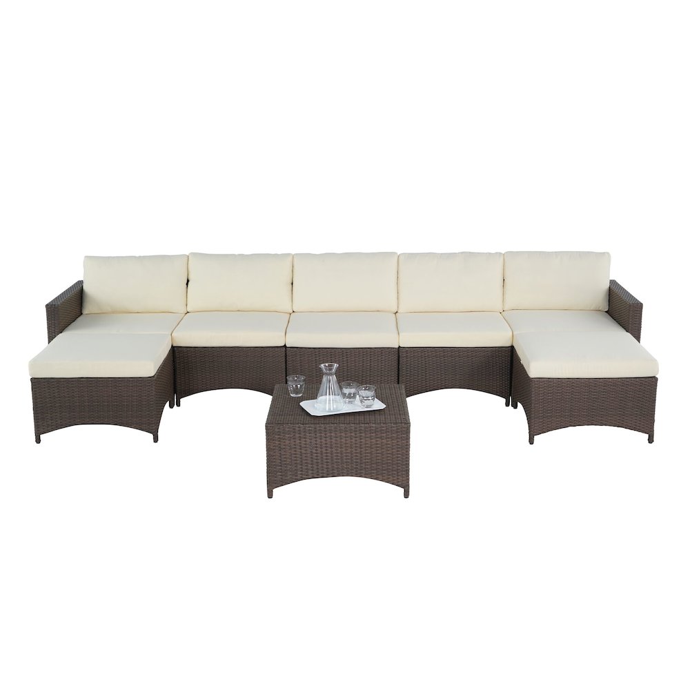 Modular Extended Sofa With Ottoman And Coffee Table Set. Picture 1