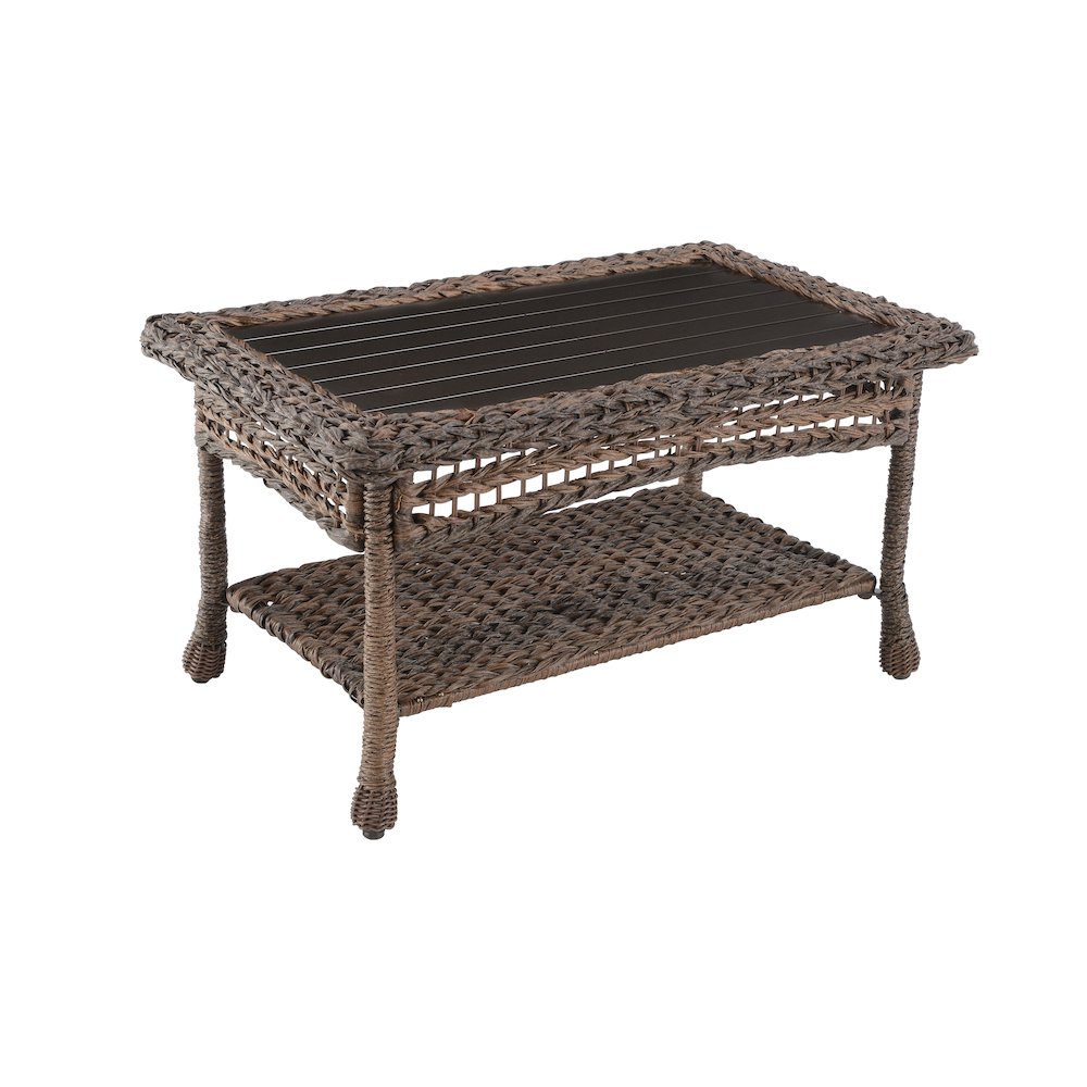 Faux Sea Grass Resin Rattan Coffee Table. Picture 1