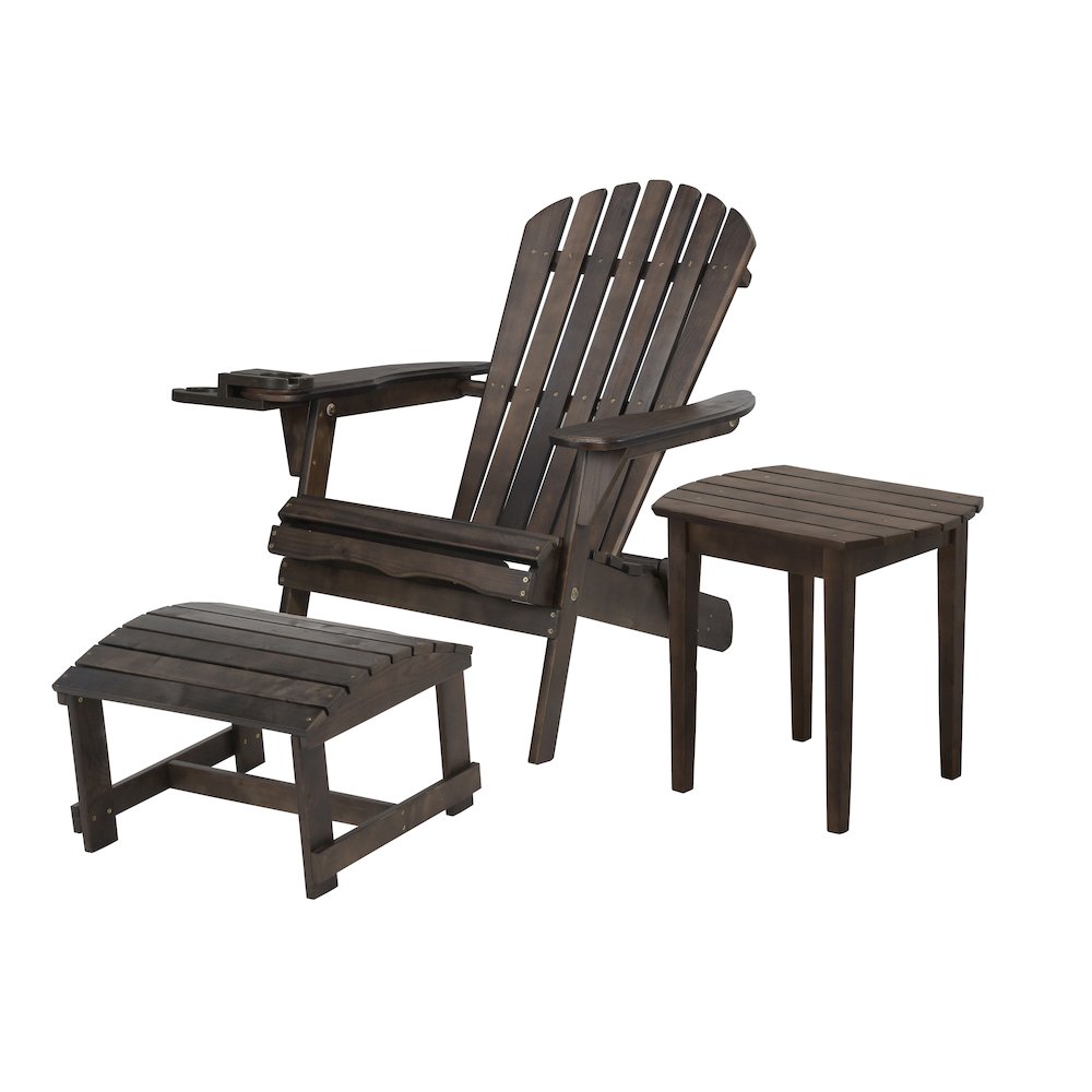 Foldable Adirondack Chair With Cup Holder Bristro Set With Ottoman. Picture 1