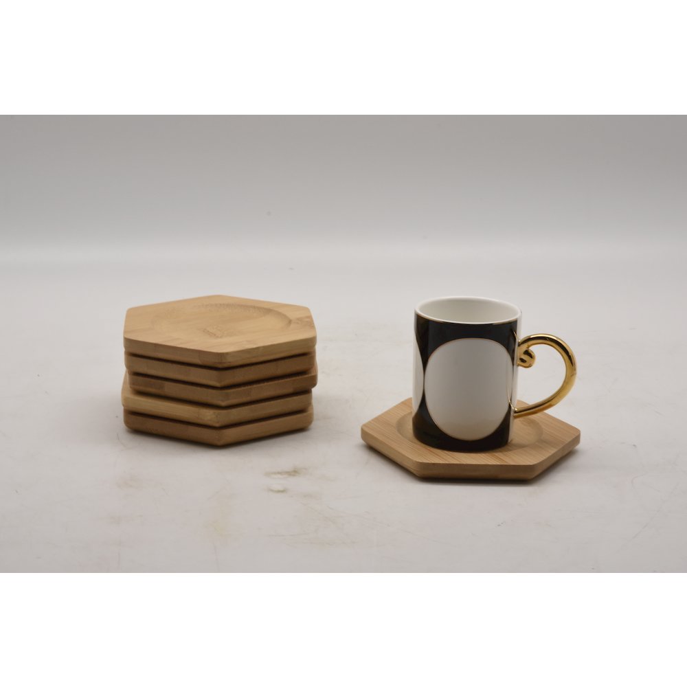 Hexagon Bamboo Coaster Set Of 6Pcs/Set. Picture 3
