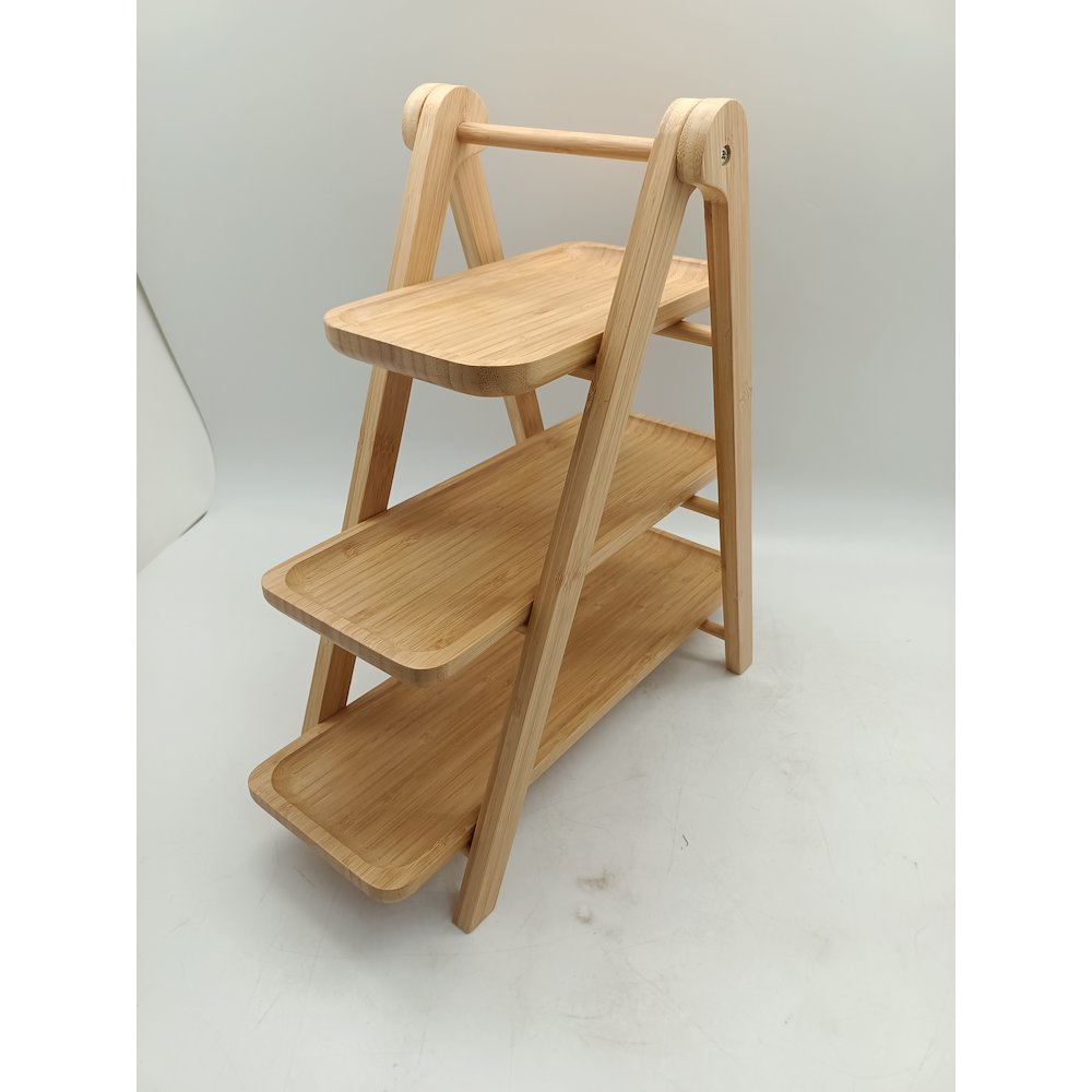 3-Tiers Bamboo Ladder Serving Trays And Stand. Picture 2