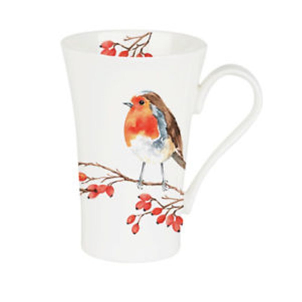 Roy Kirkham Latte Mug 600Ml-Robin - Set Of 6, Bone China Made In England. Picture 1