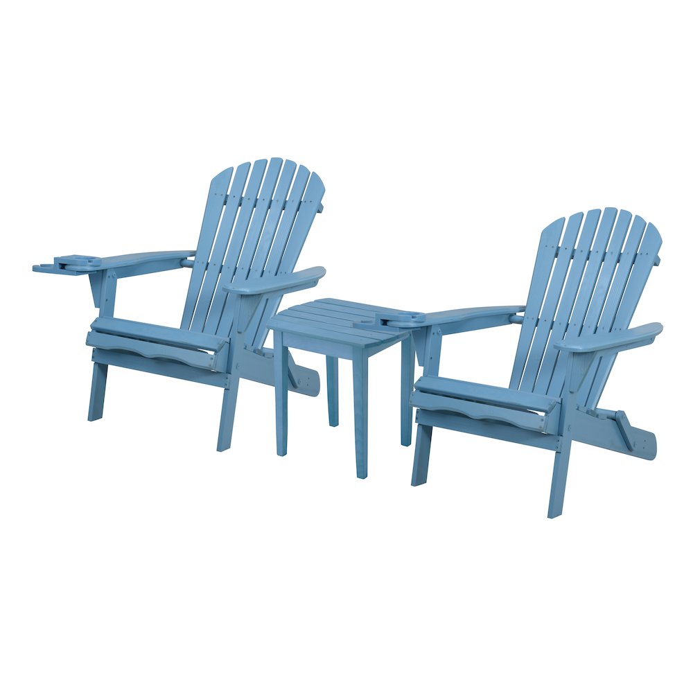 Foldable Adirondack Chair With Cup Holder Bristro Set. Picture 1