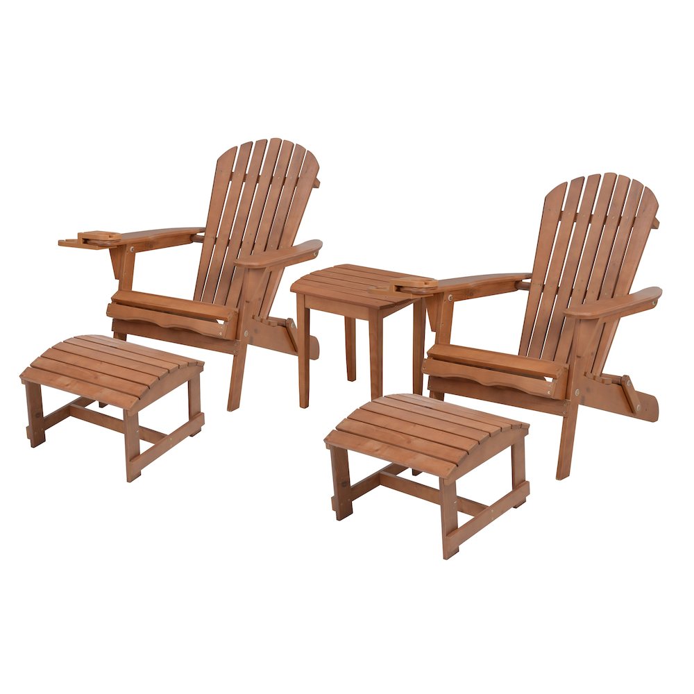 Foldable Adirondack Chair With Cup Holder Conversation Set. Picture 1