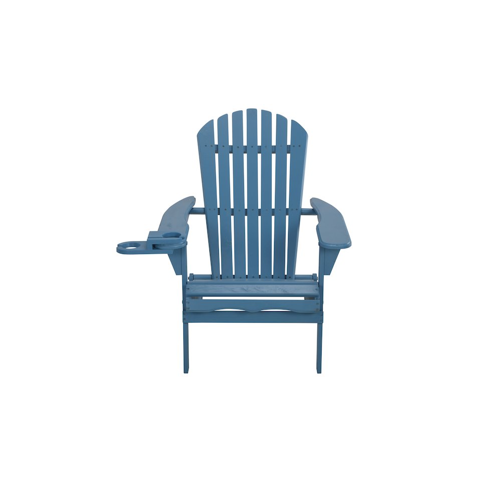 Foldable Adirondack Chair With Cup Holder With End Table. Picture 2