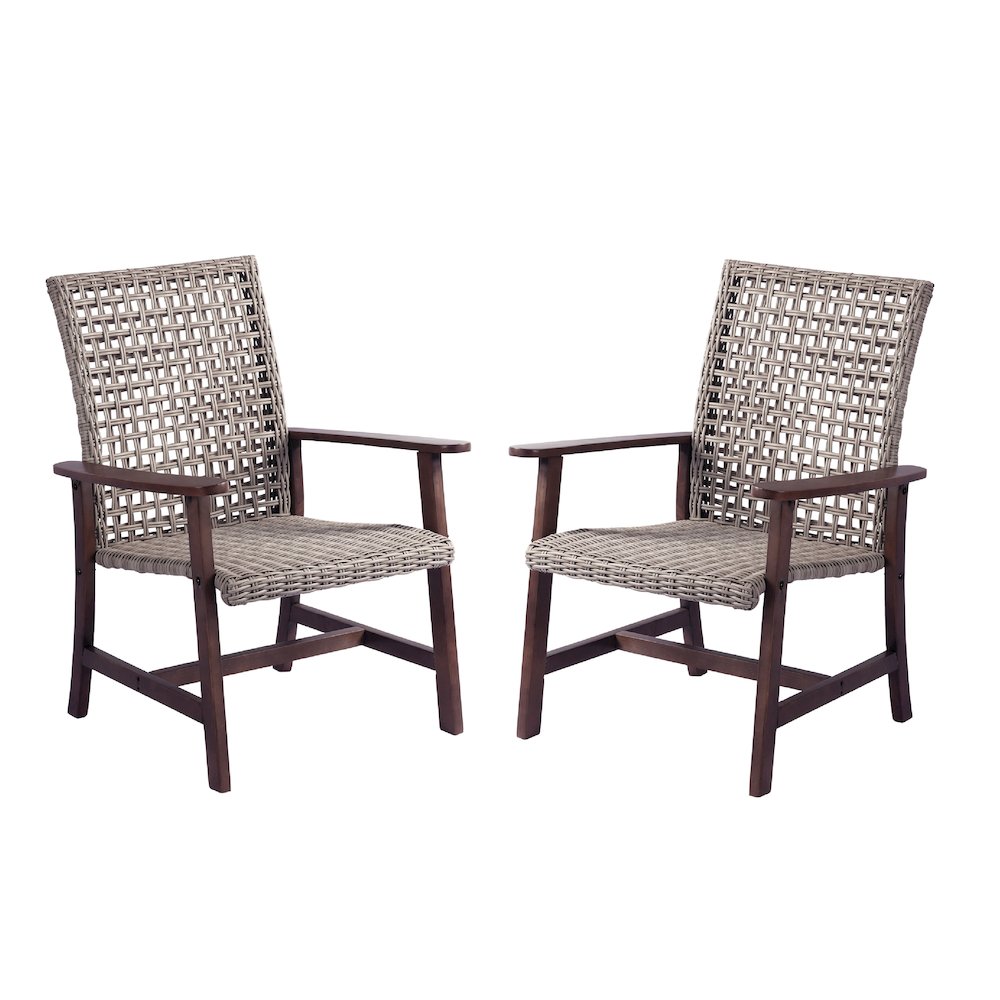 Pine Wood And Wicker Rattan - 2 Armchairs. Picture 1