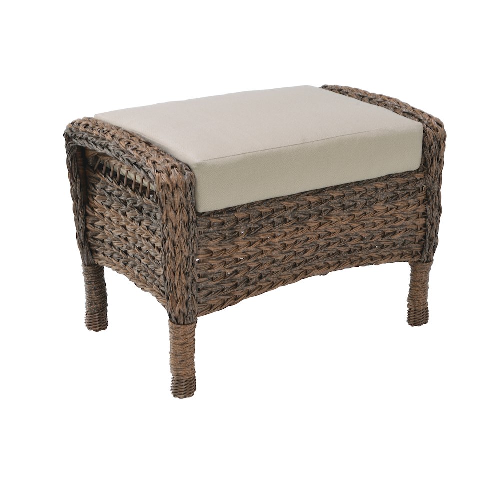 Faux Sea Grass Resin Rattan Ottoman. Picture 2