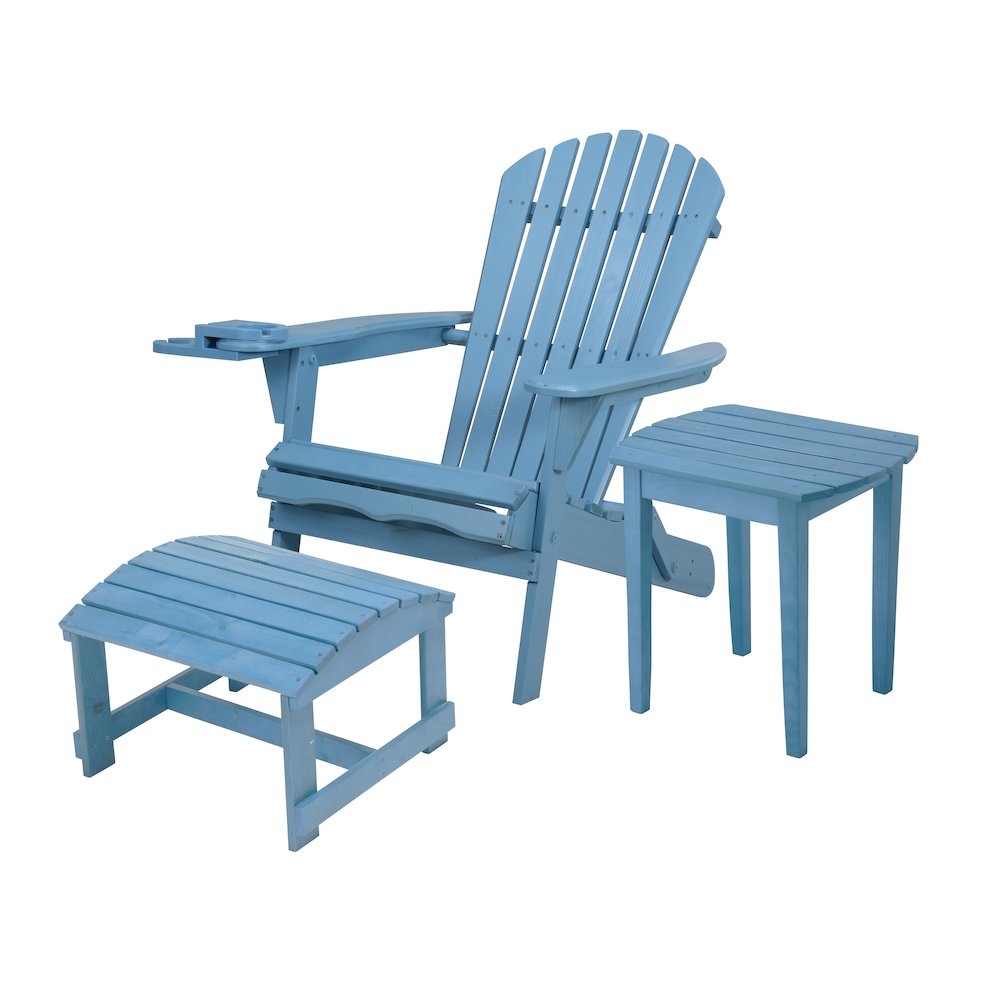 Foldable Adirondack Chair With Cup Holder Bristro Set With Ottoman. Picture 1