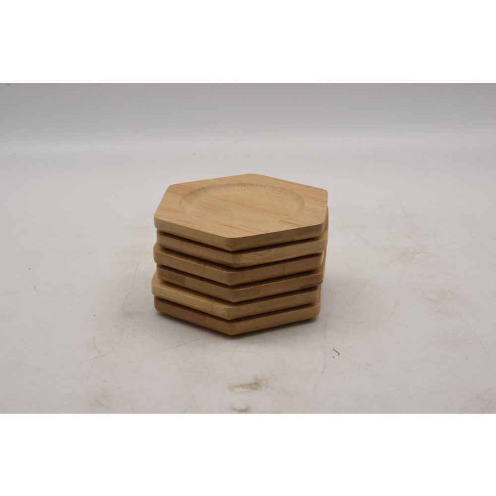 Hexagon Bamboo Coaster Set Of 6Pcs/Set. Picture 1