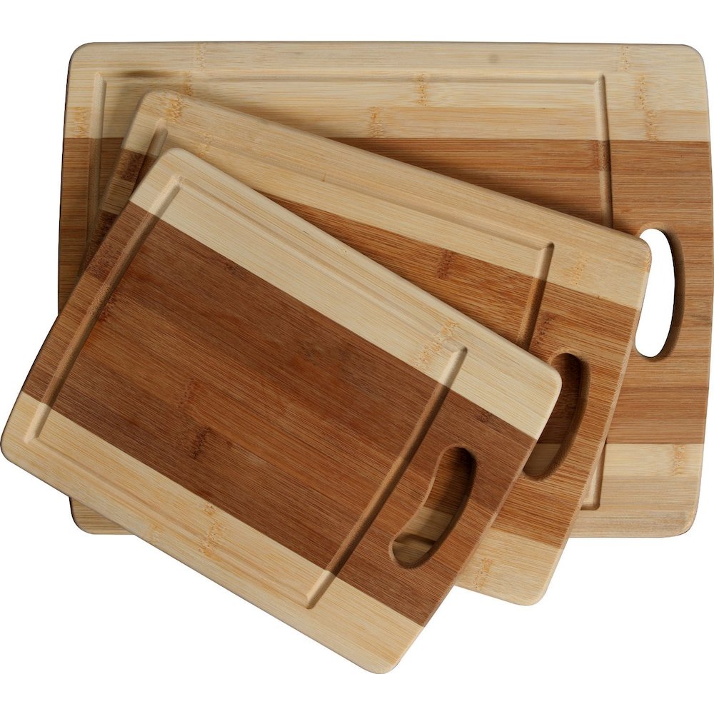 3-Piece Organic Bamboo Cutting Board Set With Drip Groove. Picture 1