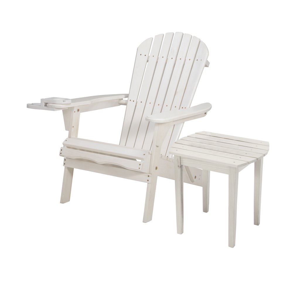 Foldable Adirondack Chair With Cup Holder With End Table. Picture 1