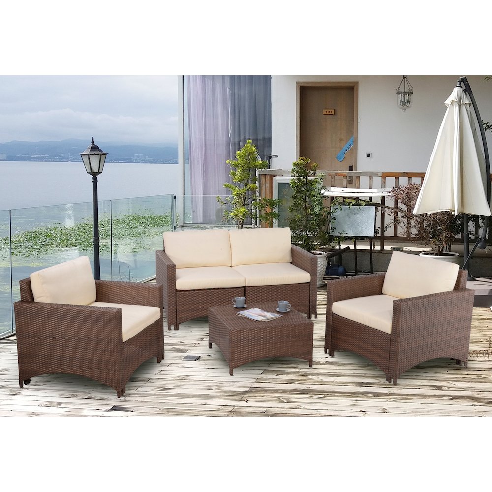 Modular Loveseat 2 Armchairs And Coffee Table Conversation Set. Picture 2