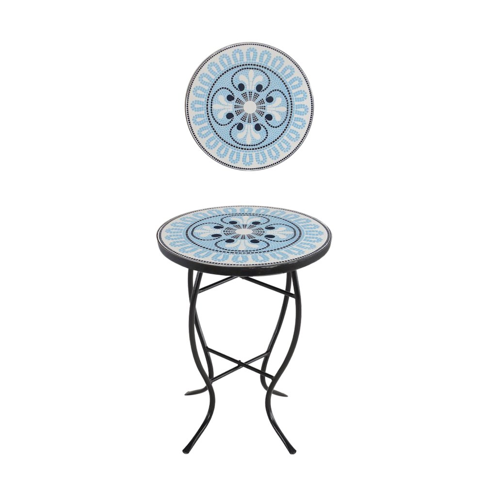 Mosaic Pansies Blue Accent Table. Picture 1