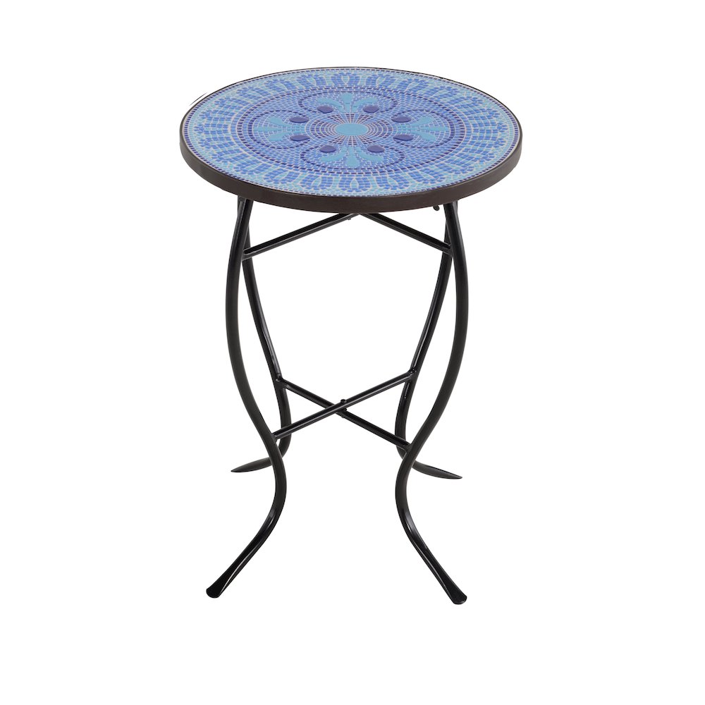 Mosaic Pansies Blue Accent Table. Picture 2