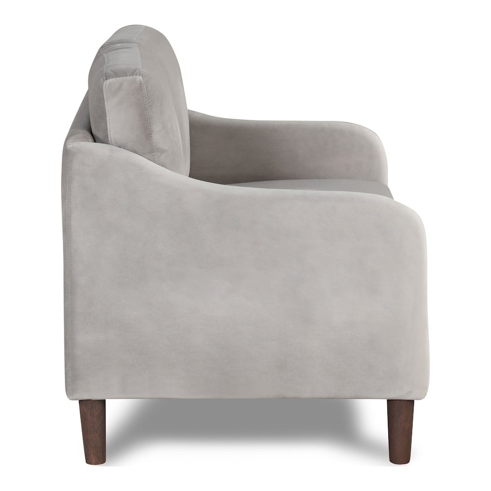 Theo Modern Velvet Fabric Loveseat Sofa in Gray. Picture 4