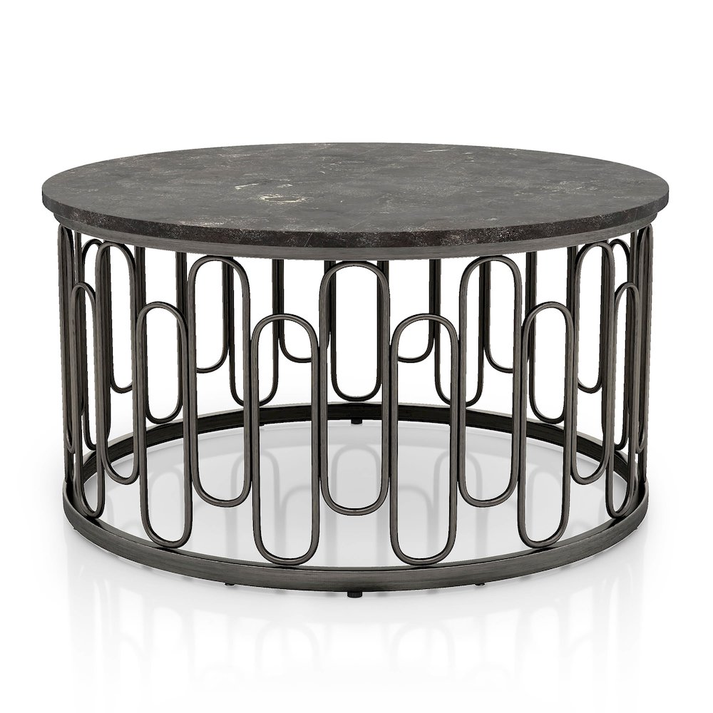 Silas Marble and Metal 3-Piece Coffee Table Set in Black. Picture 2