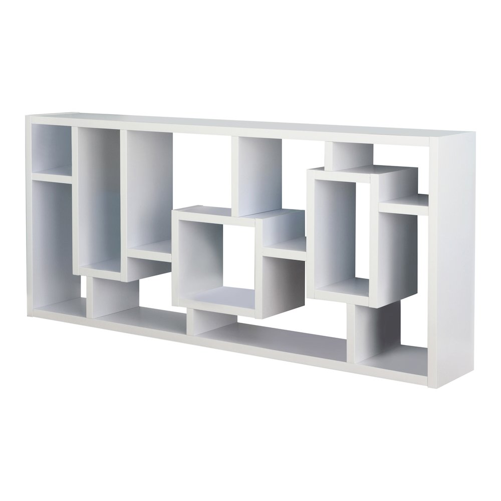 Hazo Modern Wood Open-Back Bookcase in White. Picture 3