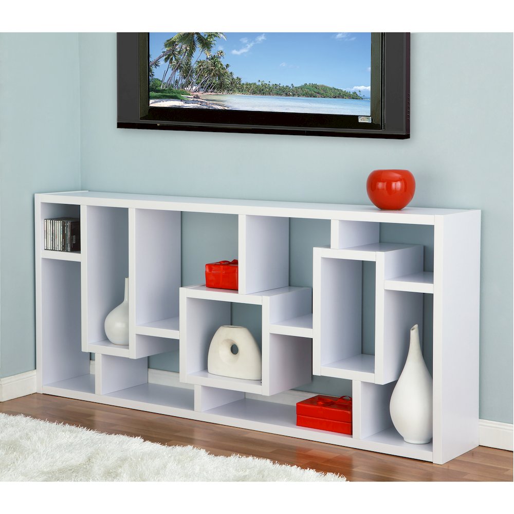 Hazo Modern Wood Open-Back Bookcase in White. Picture 5