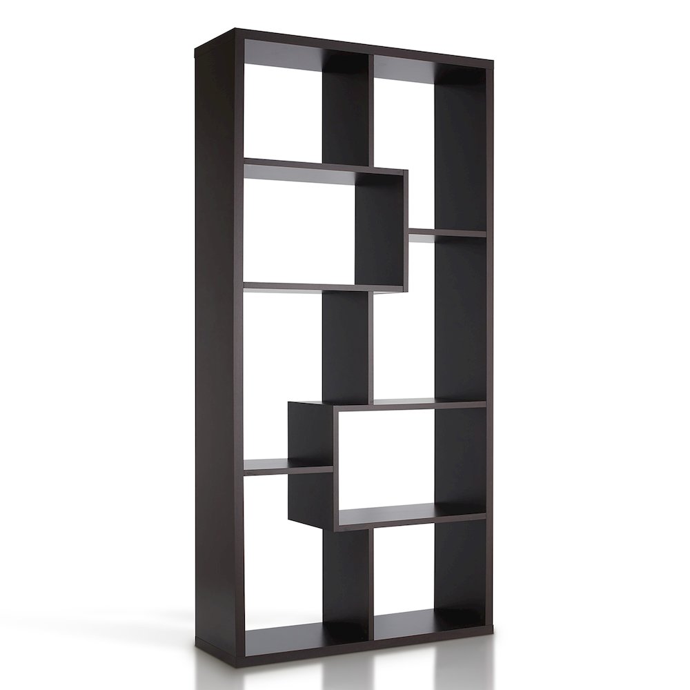 Adeo Contemporary Wood 10-Shelf Bookcase in Walnut. Picture 1