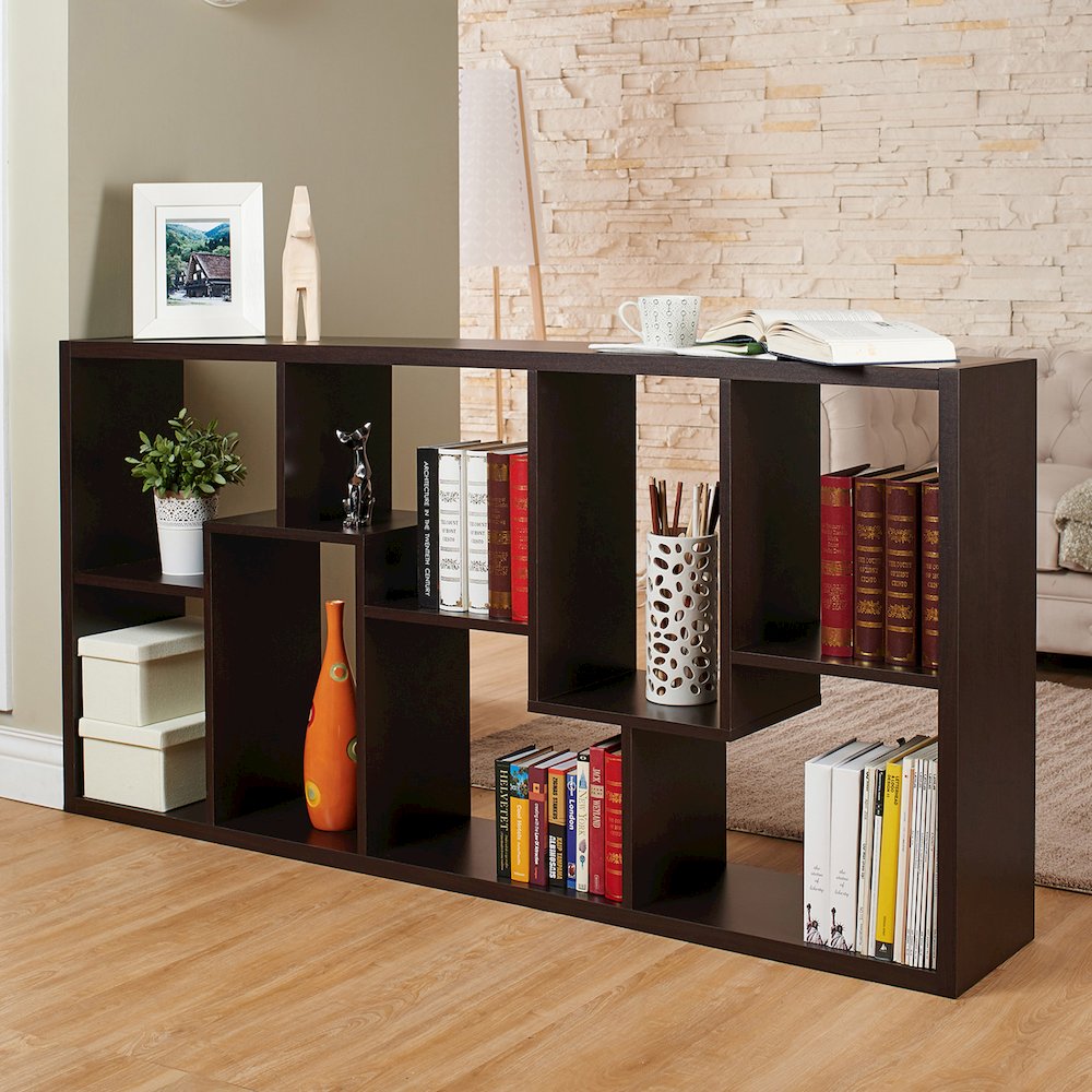 Adeo Contemporary Wood 10-Shelf Bookcase in Walnut. Picture 3