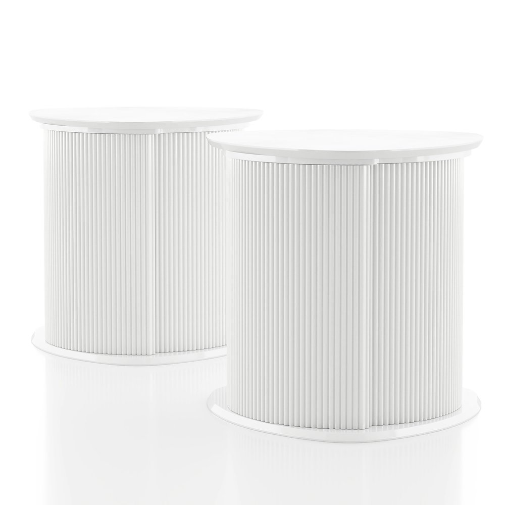 Elara Wood 2-Piece End Table Set in White. Picture 1