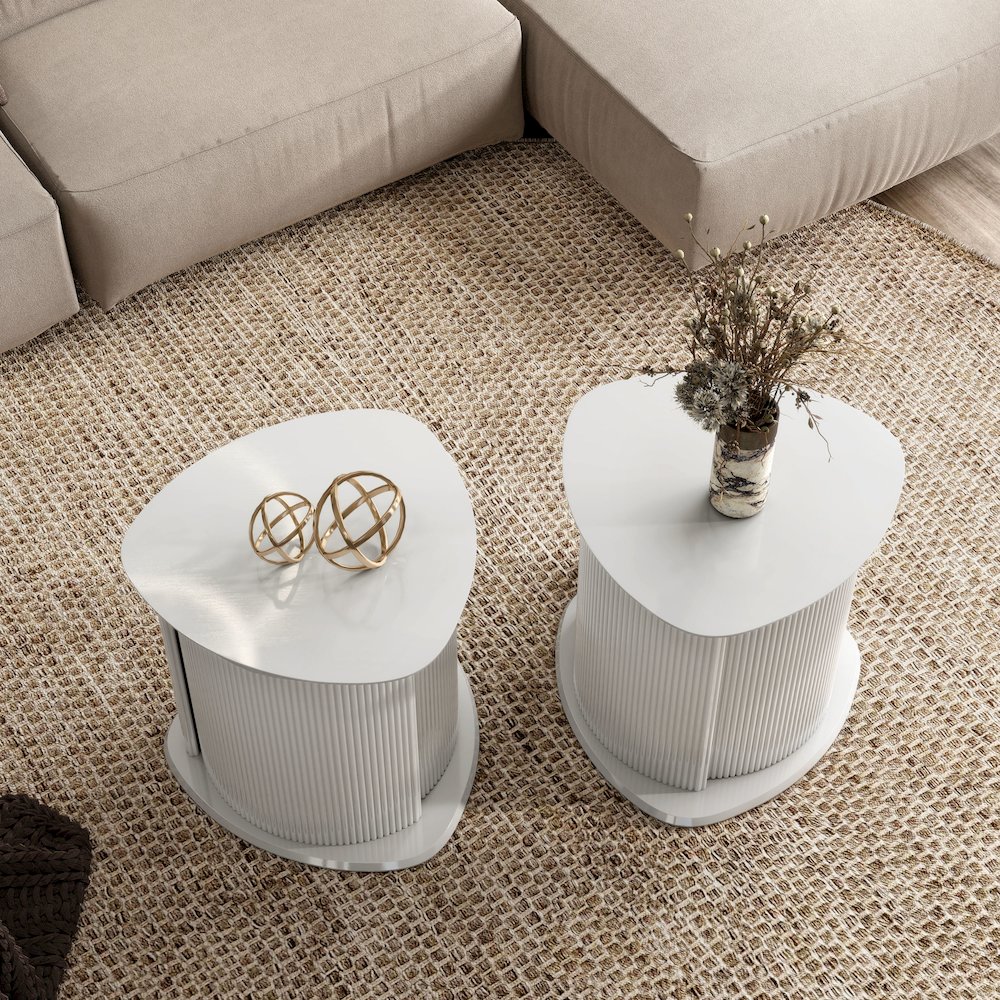 Elara Wood 2-Piece End Table Set in White. Picture 3