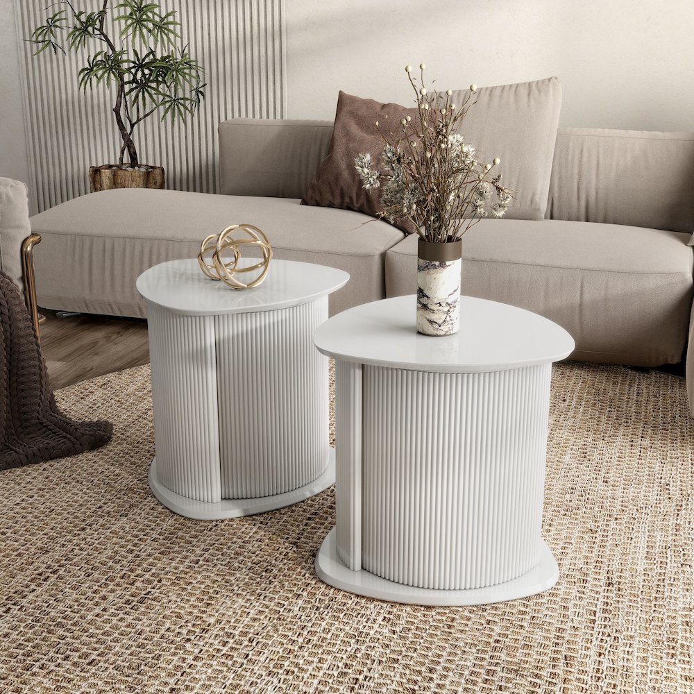 Elara Wood 2-Piece End Table Set in White. Picture 4