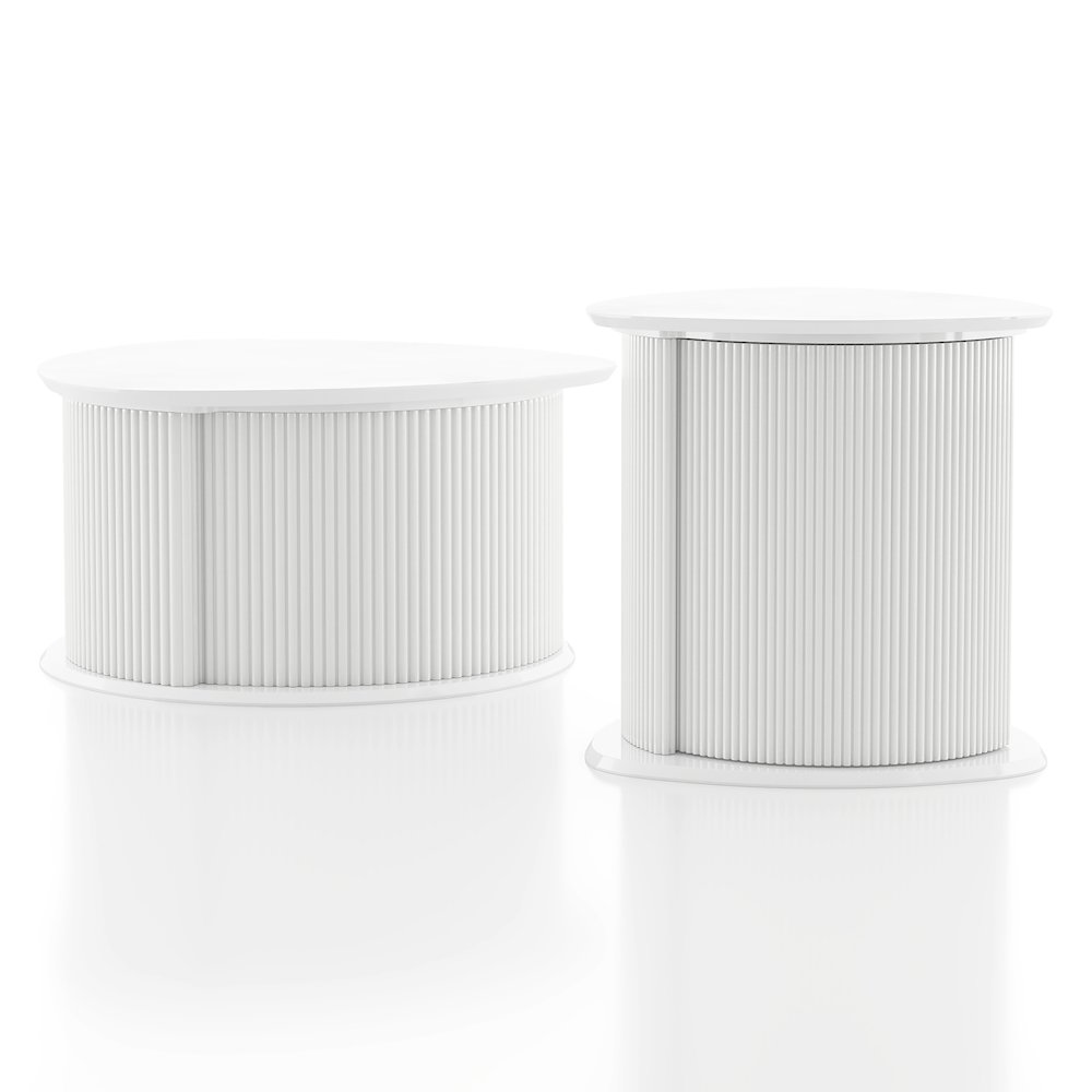 Elara Wood 2-Piece Coffee Table and End Table Set in White. Picture 1