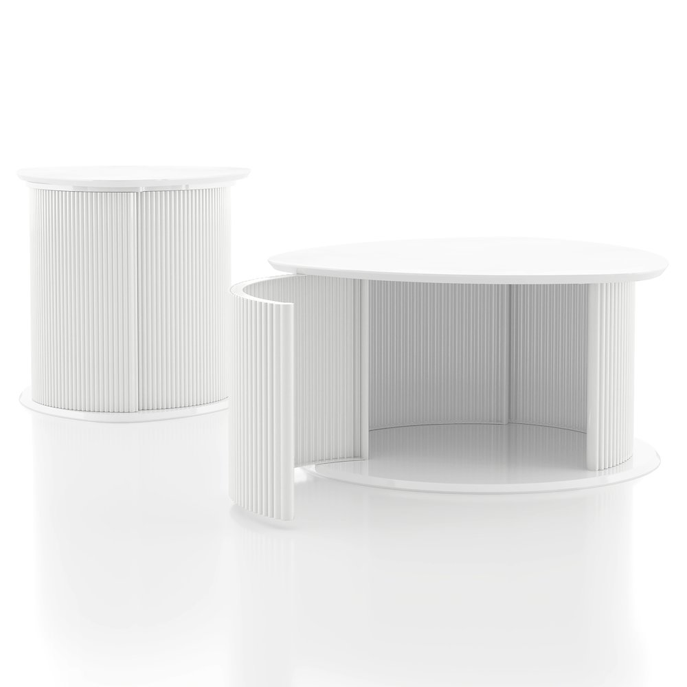 Elara Wood 2-Piece Coffee Table and End Table Set in White. Picture 2