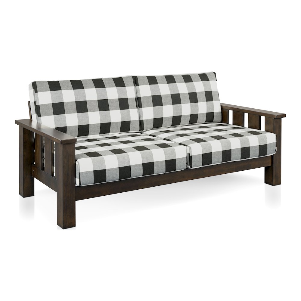 Gavik Modern 2-Piece Solid Wood Frame Upholstery Living Room Set, Dark Walnut. Picture 2