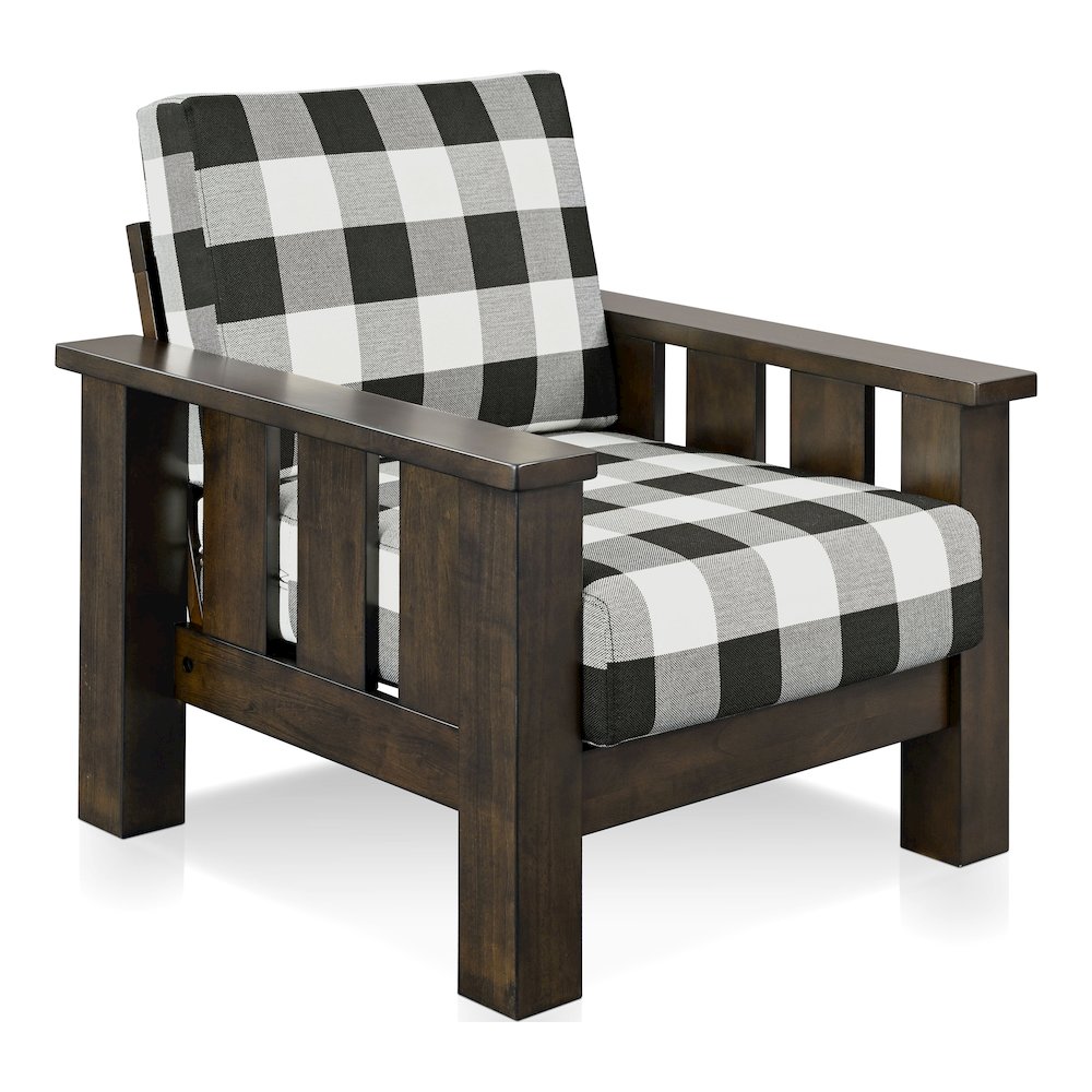 Gavik Modern Solid Wood Frame Upholstery Arm Chair, Dark Walnut. Picture 1
